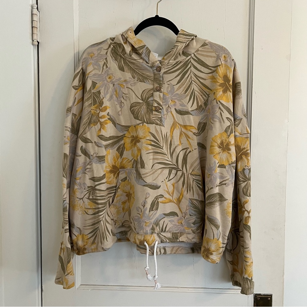Tropical quarter button down hoodie